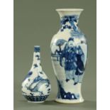Two Chinese blue and white vases, late 19th century,