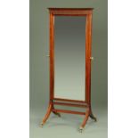 An Edwardian mahogany framed cheval mirror,