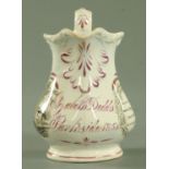 A 19th century documentary Sunderland lustre and transfer printed jug,