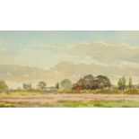 Len Roope, watercolour, "Boultham Park, Lincoln". 16.5 cm x 29.5 cm, framed, signed and dated 1974.