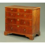 An 18th century walnut chest of drawers,