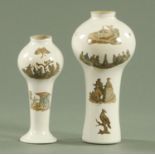 Two Italian inverted baluster decoupage vases, 19th century, each with interior printed decoration,