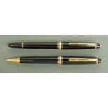 A Mont Blanc Meisterstuck fountain pen and propelling pencil, in Mont Blanc presentation box,