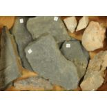 A quantity of geological rock specimens, to include Skiddaw granite, Skiddaw slate, Basalt,