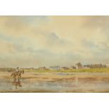 Len Roope (1917-2005), a watercolour "Low Tide at Allonby", 24 cm x 34 cm, framed,