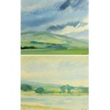Tom Robb, a pair of contemporary landscapes, signed, oil on artist board, 39 cm x 49 cm.