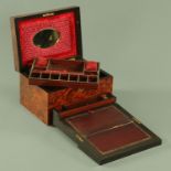 A 19th century ladies jewellery case and combined writing slope,