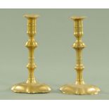 A pair of 18th century petal shaped candlesticks, with petal shaped sconces and knopped stem,
