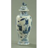 A Chinese blue and white inverted baluster vase and cover, late 19th century,