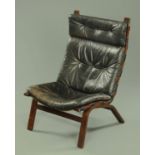 A Danish (R6) leather chair designed by Ingmar Relling, circa 1970's, 60 cm wide, 95 cm high.