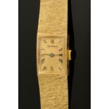 A Bueche Girod ladies 9 ct gold wristwatch, manual, both case and strap hallmarked.