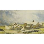 John Rickard "A Fellside Farm", signed and dated 1980, watercolour, 29.5 cm x 54 cm.