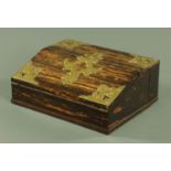 A 19th century Coromandel wood writing slope, brass bound,