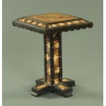 A quillwork square top pedestal, 19th century,
