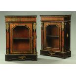 A pair of Victorian ebonised and boulle marquetry pier cabinets,