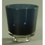 Kaj Franck for Nuutajarvi Notsjo, a blue glass bucket shape vase, mid 20th century,
