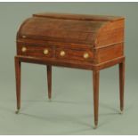 A George III mahogany tambour front writing desk,