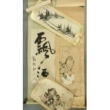 Five Chinese scroll painting, 20th century,
