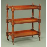 A small Victorian mahogany rectangular dumbwaiter, three tier,