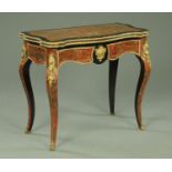 A 19th century boulle marquetry turnover top card table, of serpentine outline,