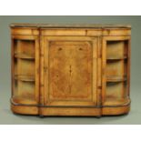 A Victorian walnut and inlaid breakfront credenza,