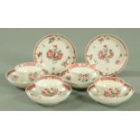 Six Chinese famille rose saucers and four tea bowls, late 18th century.