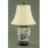 A Chinese blue and white table lamp, 20th century,