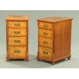 A pair of Victorian walnut bedside pedestal cabinets,