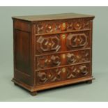 A late 17th century oak chest of drawers,