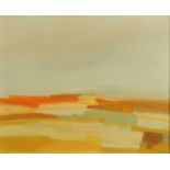 Tom Robb, 20th century modernist landscape, signed and dated '71, oil on board, 40 cm x 50 cm.
