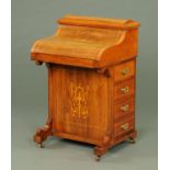 An Edwardian inlaid rosewood Davenport desk,