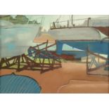 Christopher J. Assheton-Stones (1947-1999), exhibited PSRWA RSMA Paris Salon, pastel, "Boat Yard".