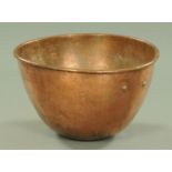 A large Victorian copper bowl, suitable for logs, diameter 51 cm.