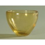 Gunnel Nyman for Nuutajarvi Notsjo, an amber glass trailed bubble vase, mid 20th century,