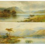 E.A. Krause, pair of watercolours, Crummock Water. Each 28 cm x 58 cm, framed, signed.