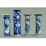 A pair of Chinese blue and white vases, late 19th century,