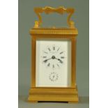 A brass Grande Sonnerie repeating alarm carriage clock, retailed by Fernando Gantez, Madrid,