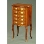 A Continental walnut serpentine fronted five drawer chest,