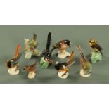 Eight Goebel bird models, 20th century, including a redstart (in two colourways), yellow hammer,