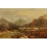 R Herd, oil on canvas "Bowderdale Bridge Scafell and Scafell Pike Winter", 1886.