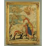 A Victorian Berlin woolwork Abraham and Isaac, 57 cm x 43 cm in original gilt frame.
