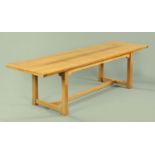 A long oak refectory table, 20th century,