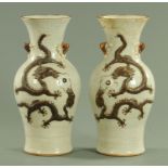 A pair of Chinese crackle ware vases, late 19th century,