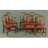 A set of two carver arm and six single George III style mahogany dining chairs,