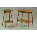 Two Edwardian inlaid mahogany occasional tables. Largest width 71 cm.