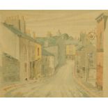 Percy Kelly (1918-1993), an early watercolour, the lower end of Kirkgate, Cockermouth,