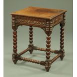 A 17th century style oak side table,