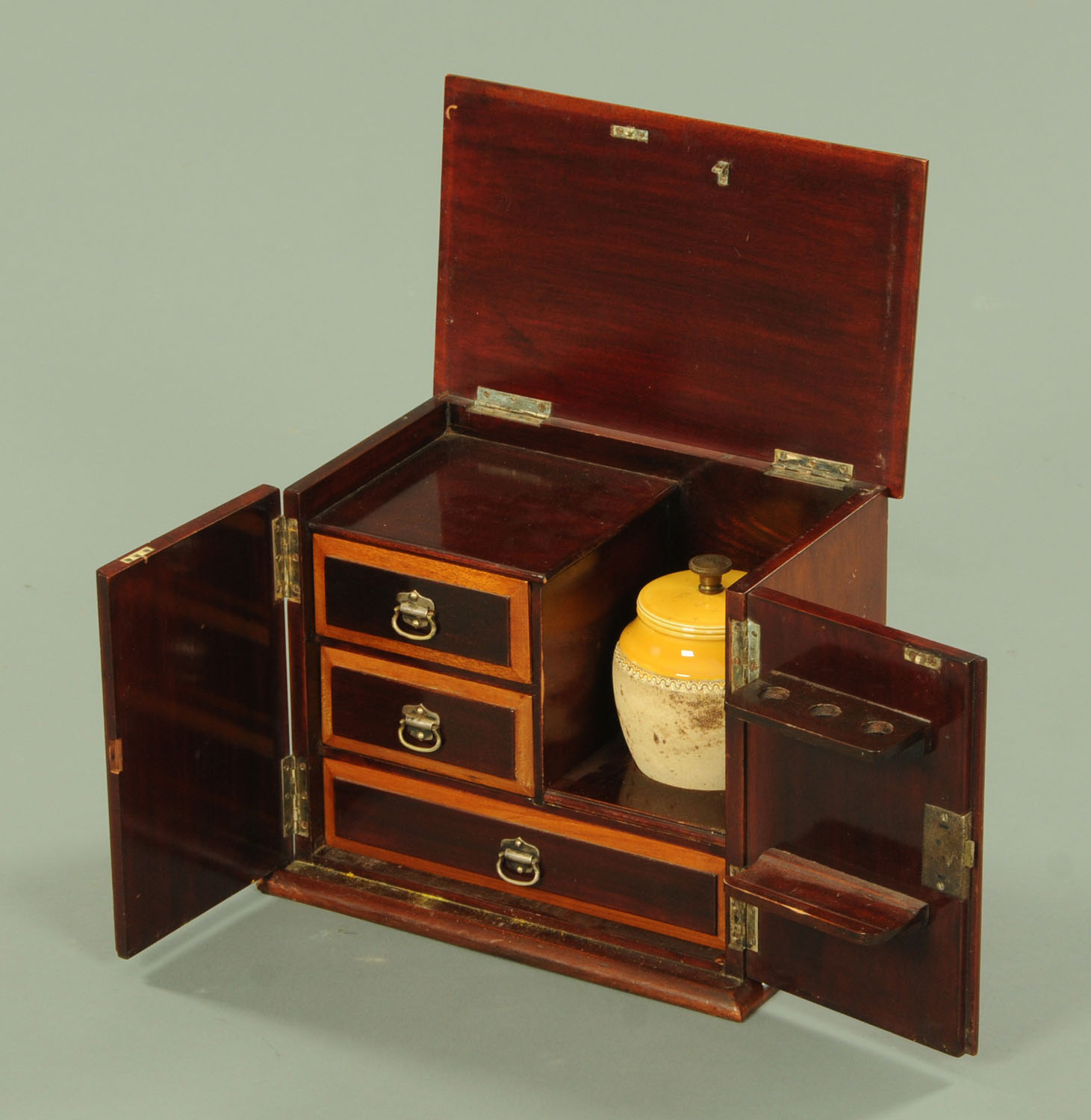 An Edwardian mahogany and inlaid tobacco chest, - Image 2 of 2