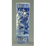 A Japanese blue and white stencilled stick stand, early 20th century,