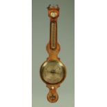 A large early 19th century mahogany banjo barometer, by Biola, Norwich. Height 112 cm.